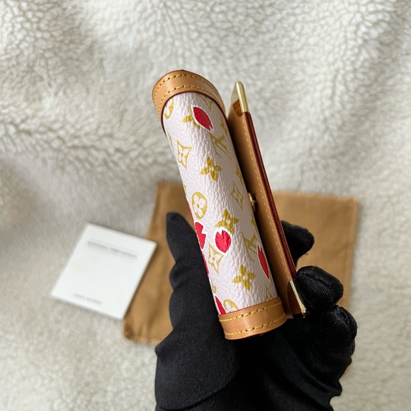 Auth Louis Vuitton Cherry Blossom Red Pink Monogram Card Holder Wallet - Picture 9 of 14
